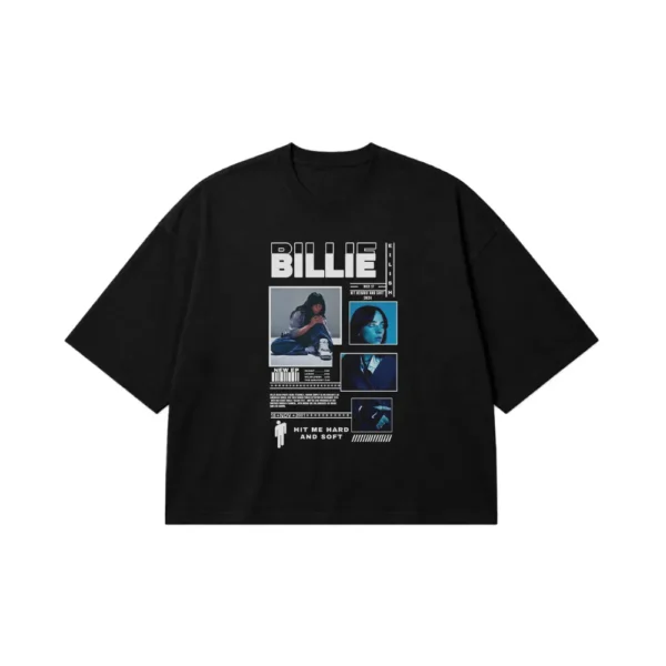 تیشرت باکسی بیلی آیلیش طرح مجله موسیقی (Billie Eilish) کد po4030