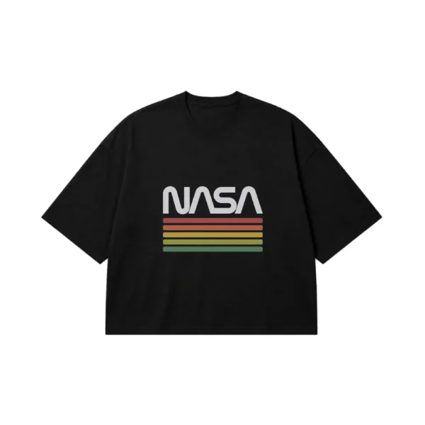 تیشرت باکسی ناسا طرح لوگوی رترو رنگین‌کمانی (NASA) کد po4119