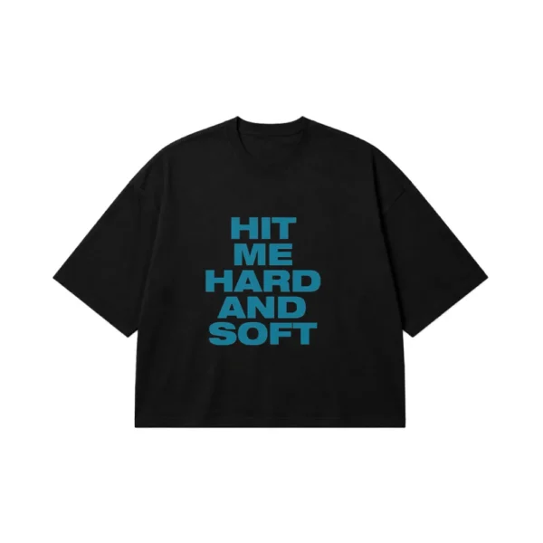 تیشرت باکسی بیلی آیلیش طرح Hit Me Hard and Soft کد po4161