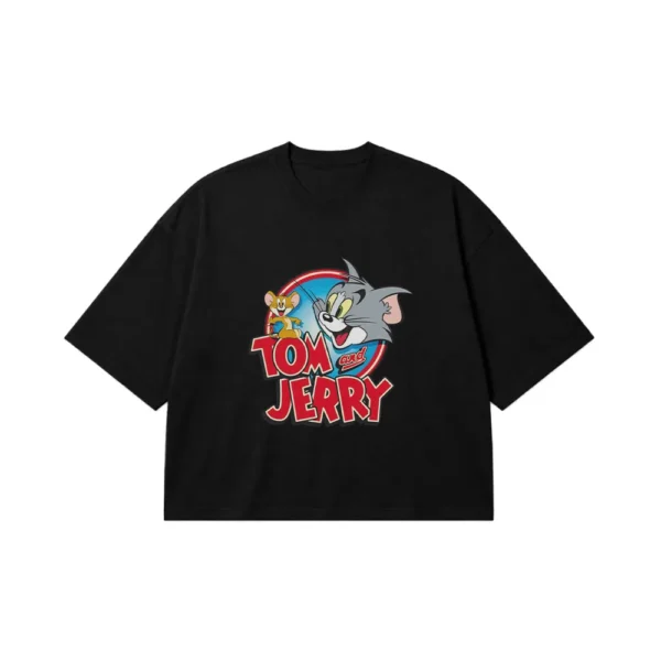 تیشرت باکسی تام و جری طرح لوگوی کارتونی (Tom and Jerry) کد po418