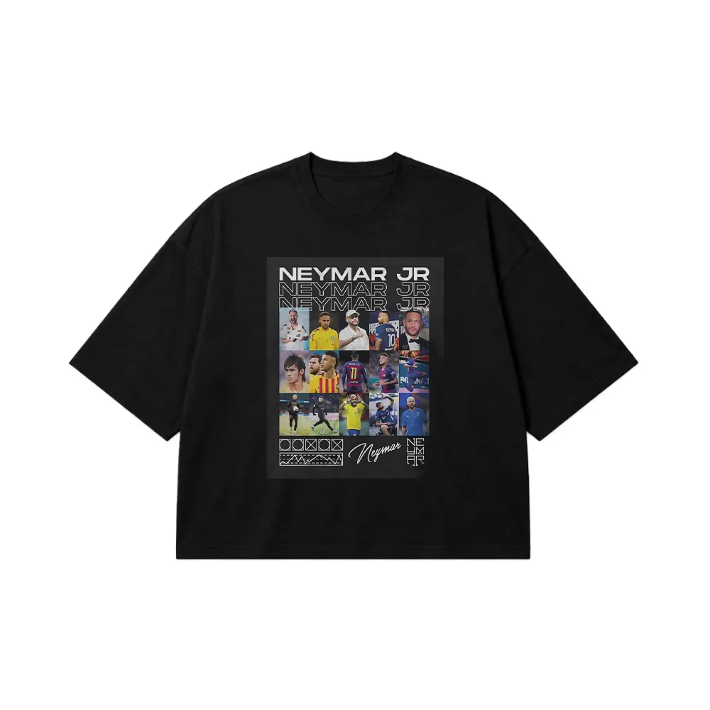 تیشرت باکسی نیمار جونیور طرح کلاژ فوتبالی (Neymar Jr) کد po4185