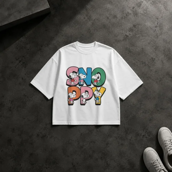 تیشرت باکسی اسنوپی طرح کارتونی رنگی (Snoopy) کد po419