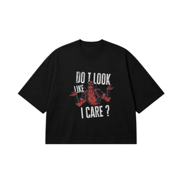 تیشرت باکسی ددپول طرح Do I Look Like I Care کد po4342