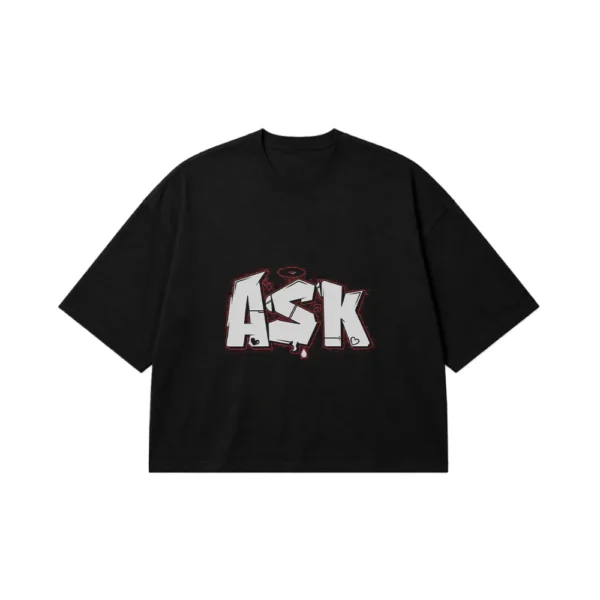 تیشرت باکسی گرافیتی طرح ASK کد po4390