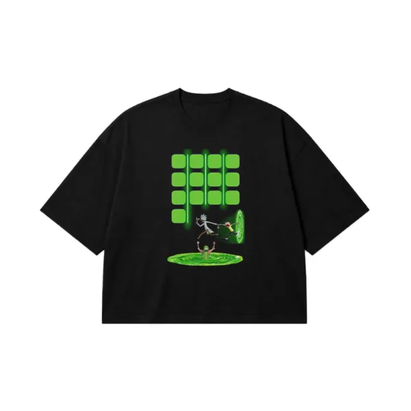 تیشرت باکسی ریک و مورتی طرح پورتال سبز (Rick and Morty) کد po4393