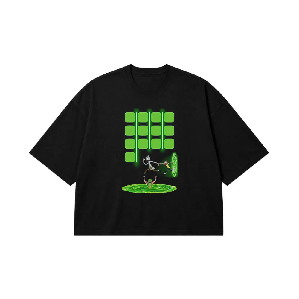 تیشرت باکسی ریک و مورتی طرح پورتال سبز (Rick and Morty) کد po4393