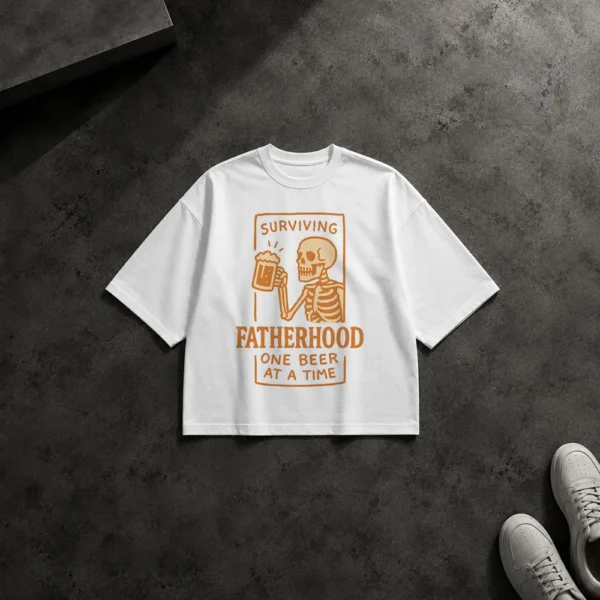 تیشرت باکسی پدر طرح Surviving Fatherhood One Beer at a Time کد po44