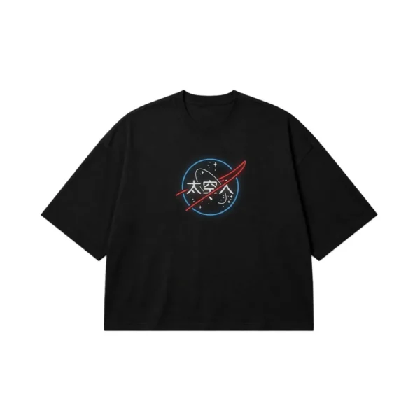 تیشرت باکسی فضایی طرح نئونی ژاپنی کد po4436