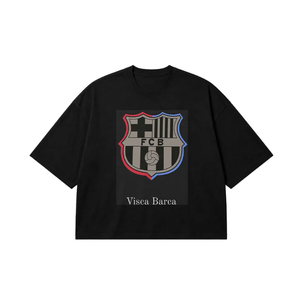 تیشرت باکسی تیم فوتبال بارسلونا طرح Visca Barca کد po4605