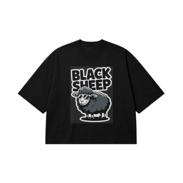 تیشرت باکسی گوسفند طرح Black Sheep کد po4628