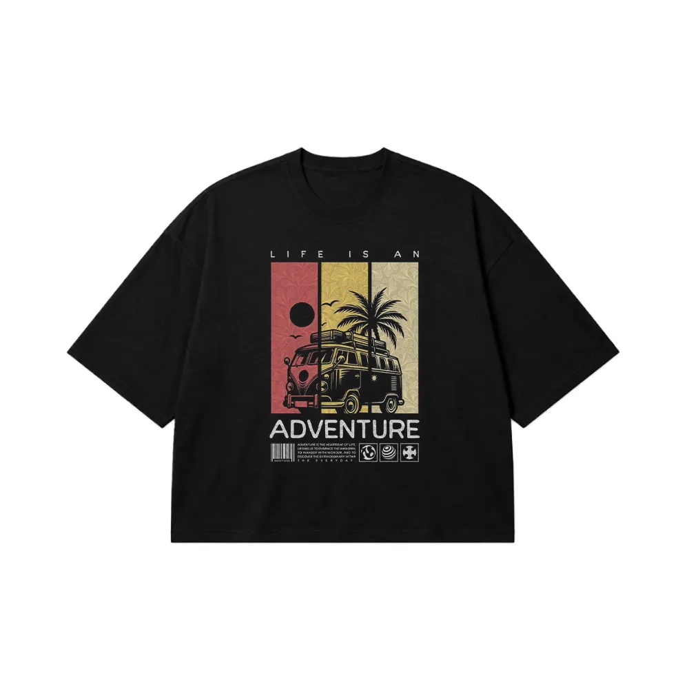 تیشرت باکسی طبیعت‌گردی طرح Life Is an Adventure کد po4640