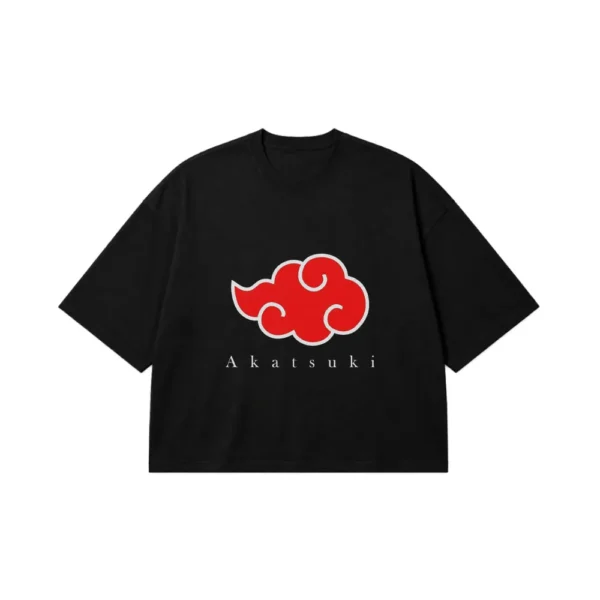 تیشرت باکسی انیمه ناروتو طرح لوگوی آکاتسوکی (Akatsuki) کد po481