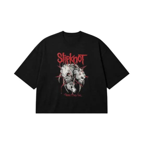تیشرت باکسی اسلیپ‌نات طرح ماسک‌های گروه (Slipknot) کد po512
