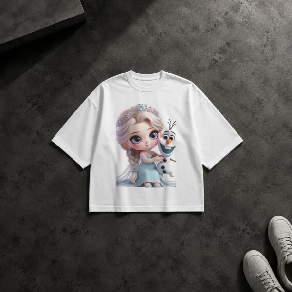 تیشرت باکسی فروزن طرح السا و اولاف (Elsa & Olaf) کد po5286