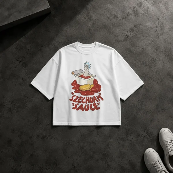 تیشرت باکسی ریک و مورتی طرح سس شچوان (Szechuan Sauce) کد po5374