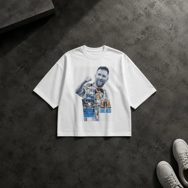 تیشرت باکسی لیونل مسی طرح کلاژ فوتبالی (Lionel Messi) کد po5462