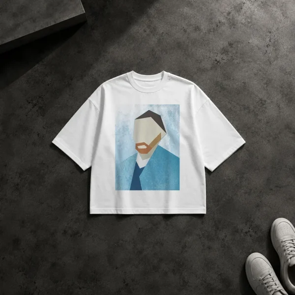 تیشرت باکسی ونسان ون گوگ طرح پرتره هندسی (Van Gogh) کد po5494