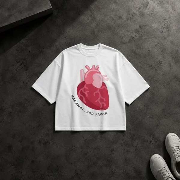 تیشرت باکسی ولنتاین طرح قلب آناتومی و عشق بیشتر کد po5570
