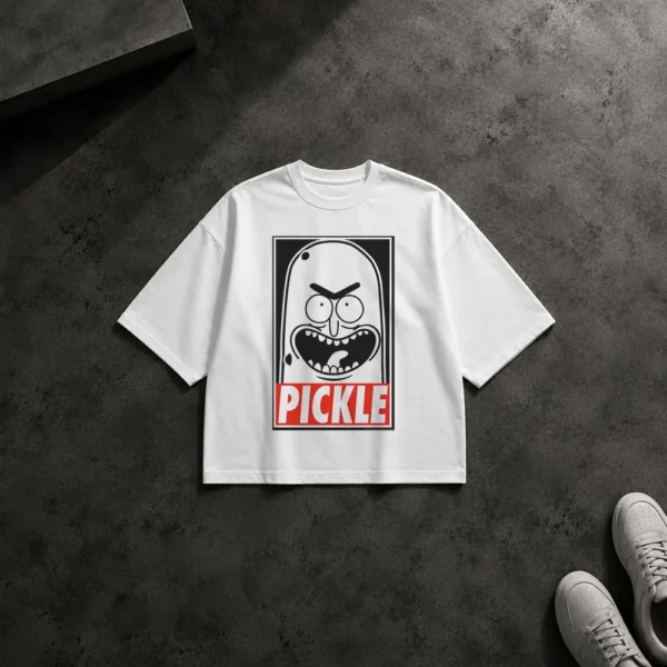 تیشرت باکسی ریک و مورتی طرح پیکل ریک (Pickle Rick) کد po5688