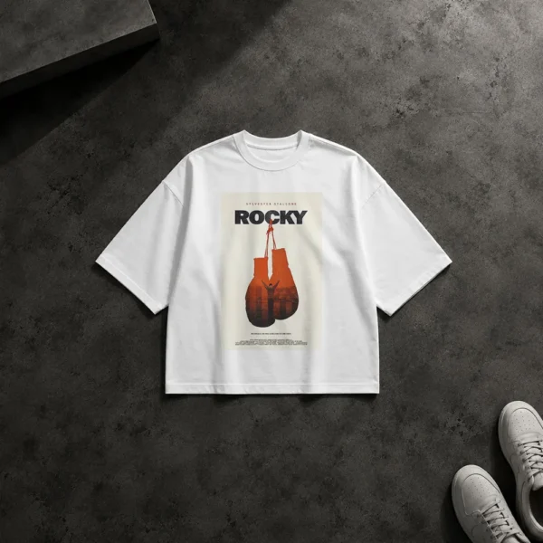 تیشرت باکسی راکی طرح دستکش بوکس (Rocky) کد po5697
