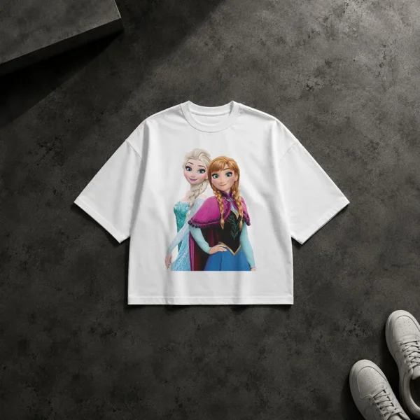 تیشرت باکسی فروزن طرح السا و آنا (Elsa and Anna) کد po5869