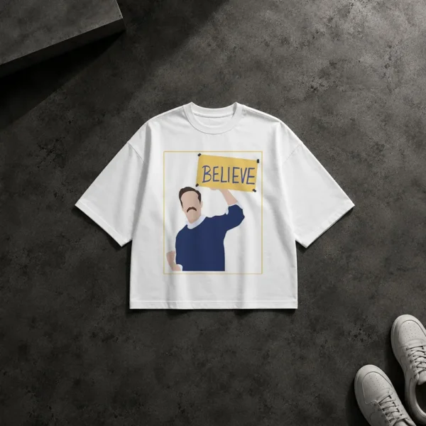تیشرت باکسی تد لاسو طرح Believe (Ted Lasso) کد po587