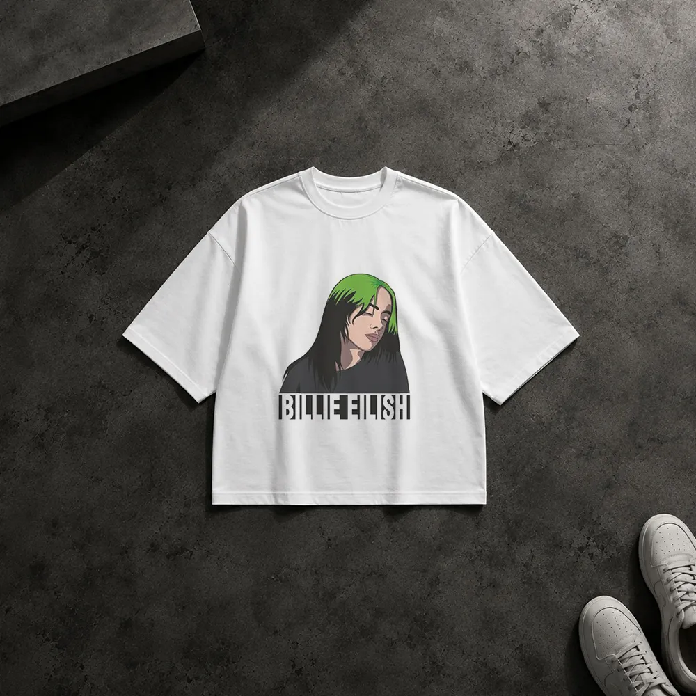 تیشرت باکسی بیلی آیلیش طرح پرتره (Billie Eilish) کد po5909