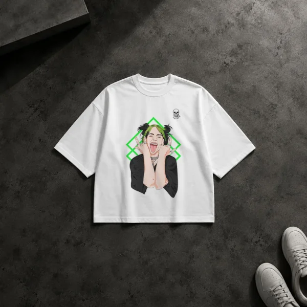 تیشرت باکسی بیلی آیلیش طرح پرتره (Billie Eilish) کد po5933