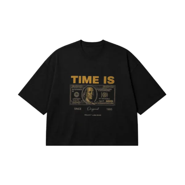 تیشرت باکسی ذهنیت طرح Time Is Money و اسکناس کد po598