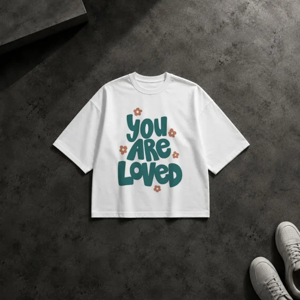 تیشرت باکسی نوشته تو دوست‌داشتنی هستی (You Are Loved) کد po6027