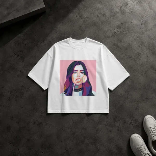 تیشرت باکسی بیلی آیلیش طرح پرتره رنگی (Billie Eilish) کد po6044