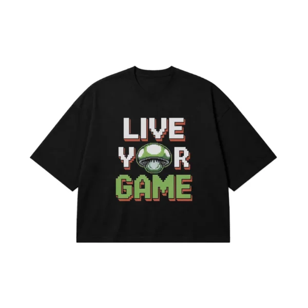 تیشرت باکسی گیمینگ طرح Live Your Game کد po621