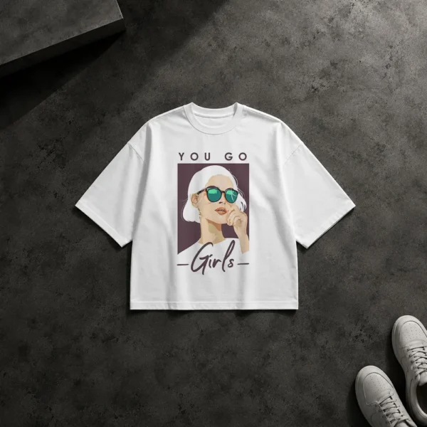 تیشرت باکسی تایپوگرافی طرح You Go Girls کد po6379