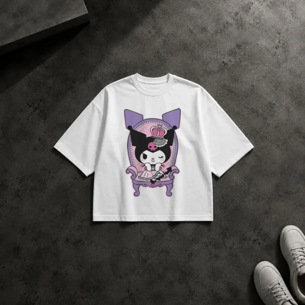 تیشرت باکسی کورومی طرح پرنسس صورتی (Kuromi) کد po6580