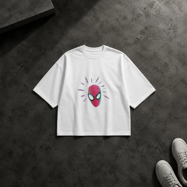 تیشرت باکسی مرد عنکبوتی طرح ماسک رترو (Spider-Man) کد po6634
