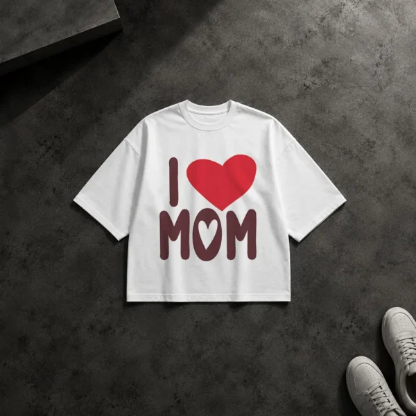تیشرت باکسی مامان طرح I Love Mom کد po664