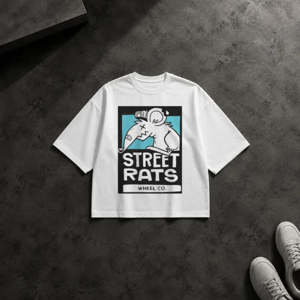تیشرت باکسی اسکیت‌برد طرح موش خیابانی (Street Rats) کد po6744