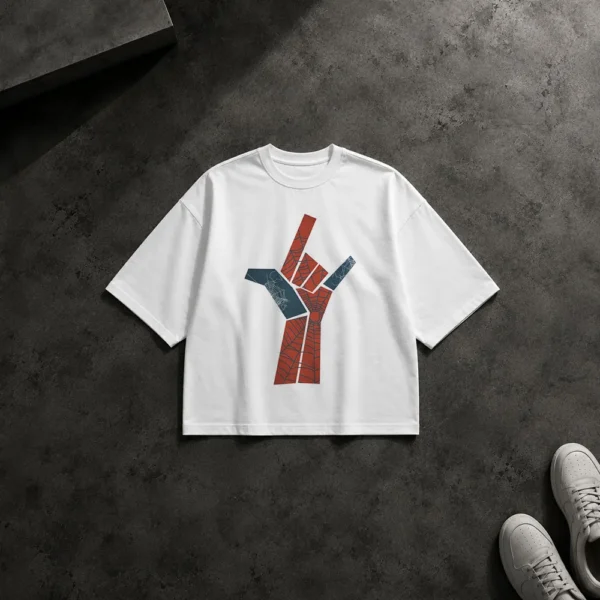 تیشرت باکسی مرد عنکبوتی طرح هندسی (Spider-Man) کد po6793