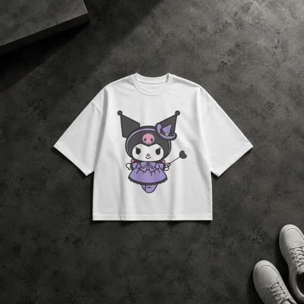 تیشرت باکسی کورومی طرح لباس بنفش (Kuromi) کد po6827