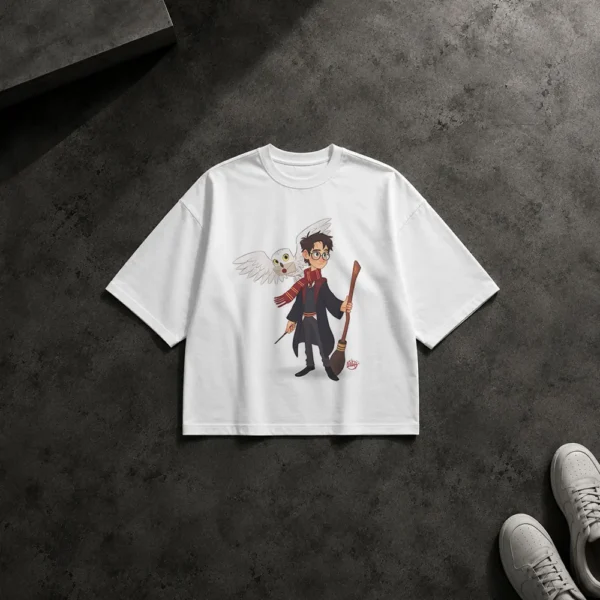 تیشرت باکسی هری پاتر طرح جغد هدویگ (Harry Potter) کد po6842
