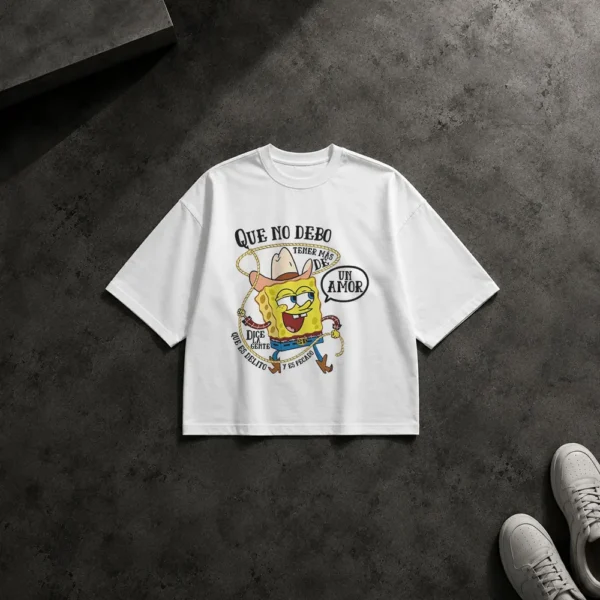 تیشرت باکسی باب اسفنجی طرح کارتونی اسپانیایی (SpongeBob) کد po6938