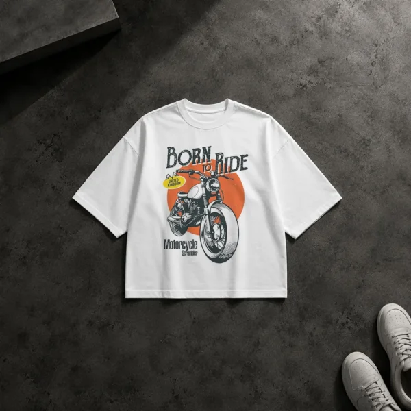 تیشرت باکسی موتور‌سیکلت طرح متولد برای راندن (Born to Ride) کد po6951