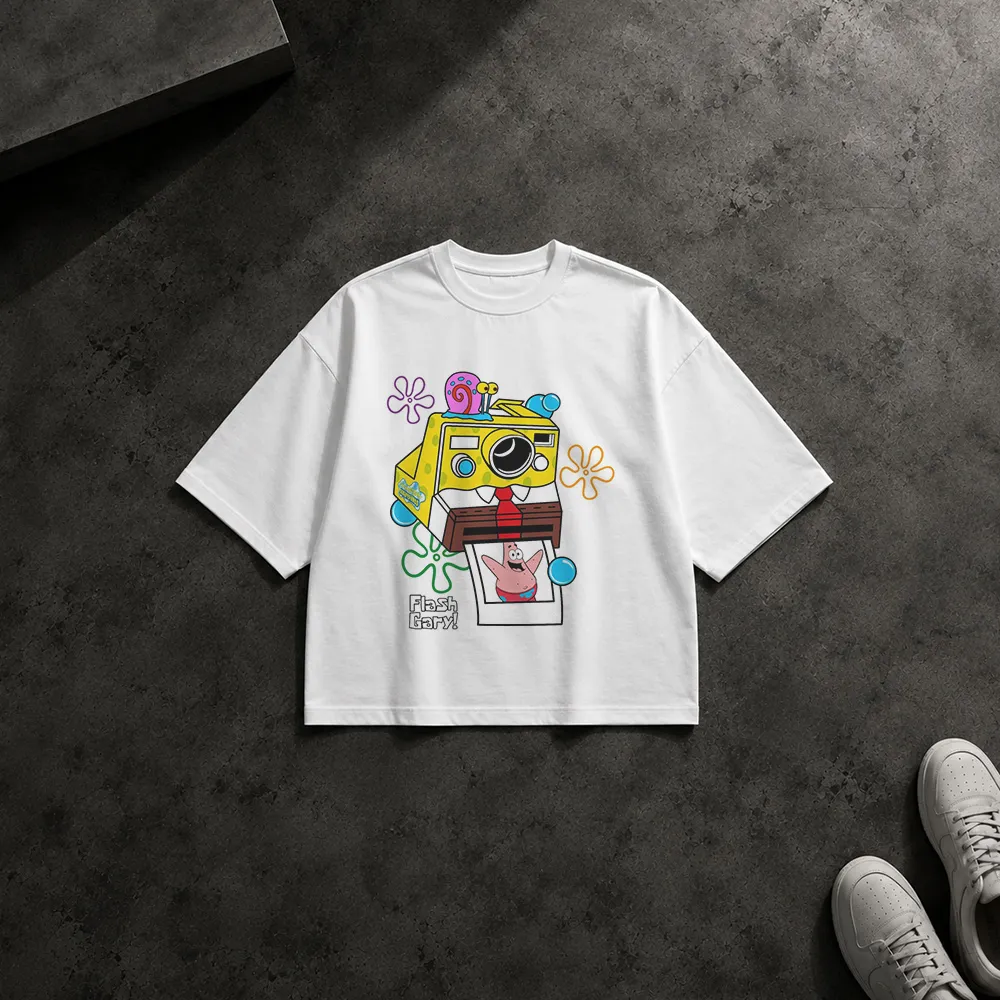 تیشرت باکسی باب اسفنجی طرح فلش و گری (SpongeBob) کد po6959