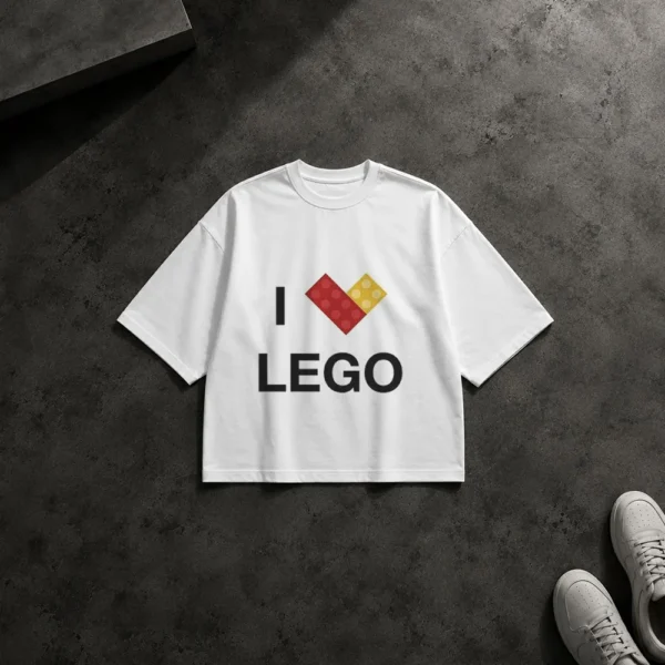 تیشرت باکسی لگو طرح عاشق لگو (I Love LEGO) کد po7023
