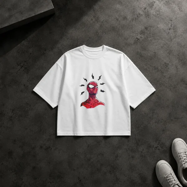 تیشرت باکسی مرد عنکبوتی طرح صاعقه (Spider-Man) کد po7122