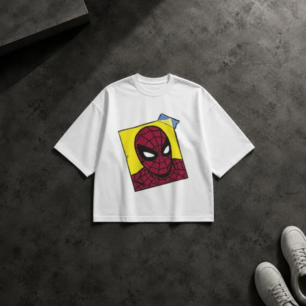 تیشرت باکسی مرد عنکبوتی طرح چهره کمیک (Spider-Man) کد po7204