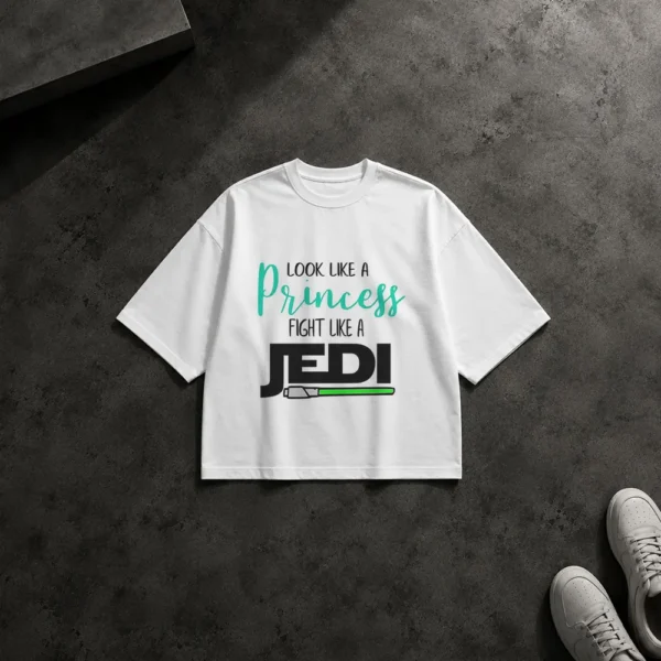 تیشرت باکسی جنگ ستارگان طرح Princess Fight Like a Jedi کد po7233