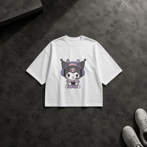 تیشرت باکسی کورومی طرح هدفون گیمینگ (Kuromi) کد po7304
