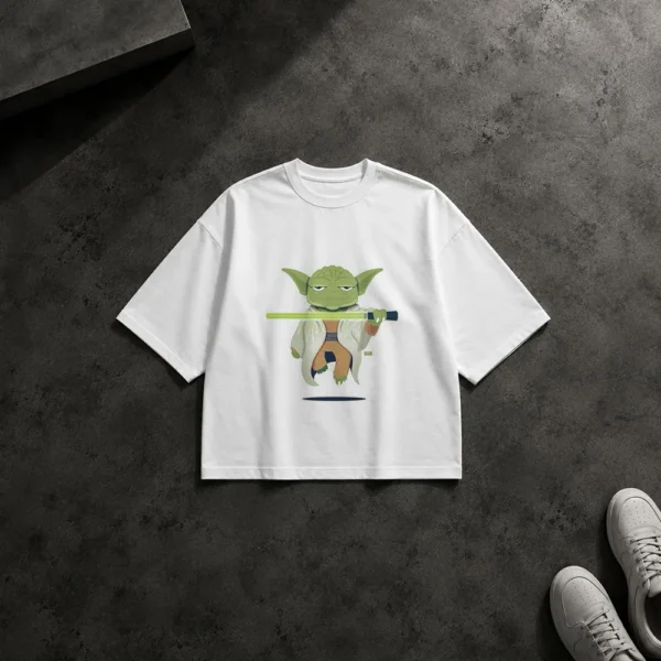 تیشرت باکسی جنگ ستارگان طرح یودا با شمشیر نوری (Yoda) کد po7361