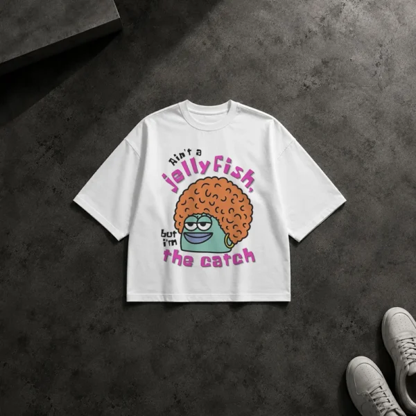 تیشرت باکسی تایپوگرافی Ain’t a Jellyfish But I’m the Catch کد po7378